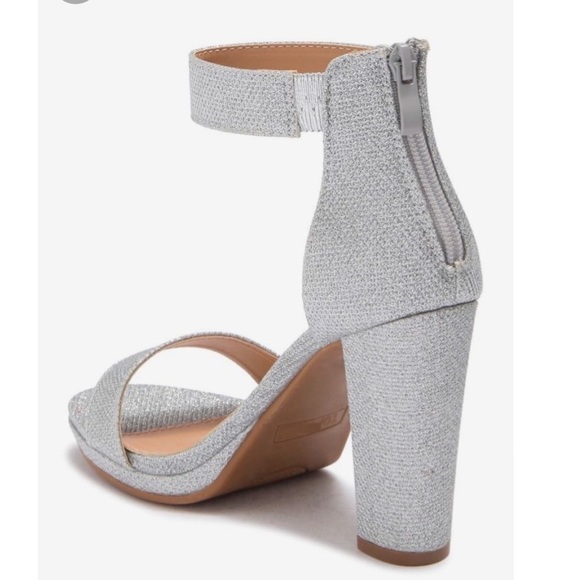 Silver sparkly chunky heel sandal - Picture 5 of 5